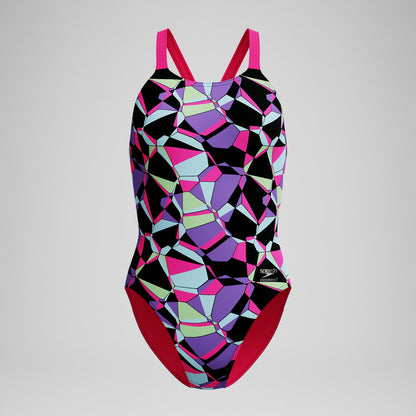 Club Training Printed Leaderback Swimsuit Black/Pink | Speedo