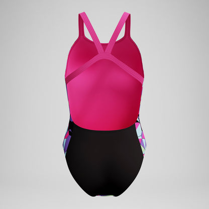 Club Training Printed Leaderback Swimsuit Black/Pink | Speedo