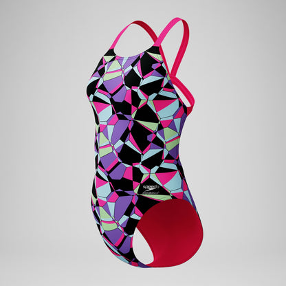 Club Training Printed Leaderback Swimsuit Black/Pink | Speedo