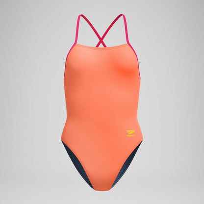 Club Training Solid Tie Back Swimsuit Orange | Speedo