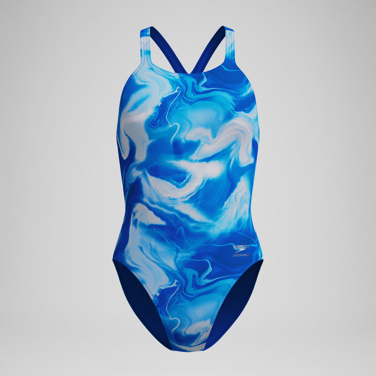 Club Training Printed Powerback Swimsuit Blue/White | Speedo
