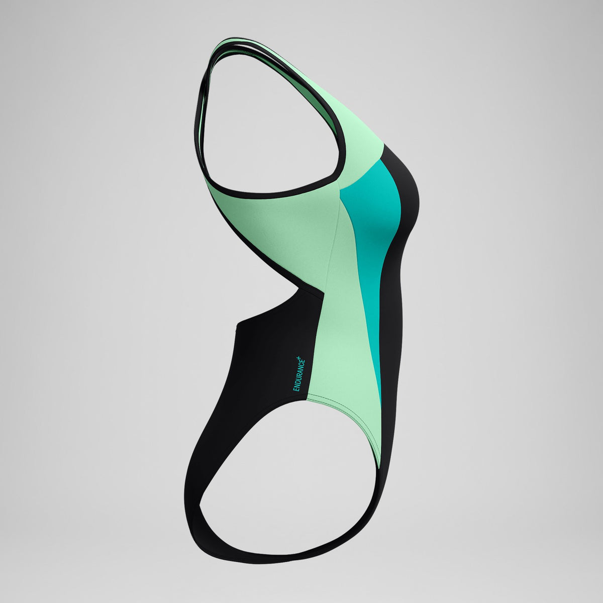High Neck Splice Cross Back Swimsuit Black/Turquoise | Speedo