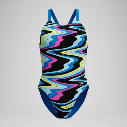 Club Training Printed Leaderback One Piece Black/Blue | Speedo