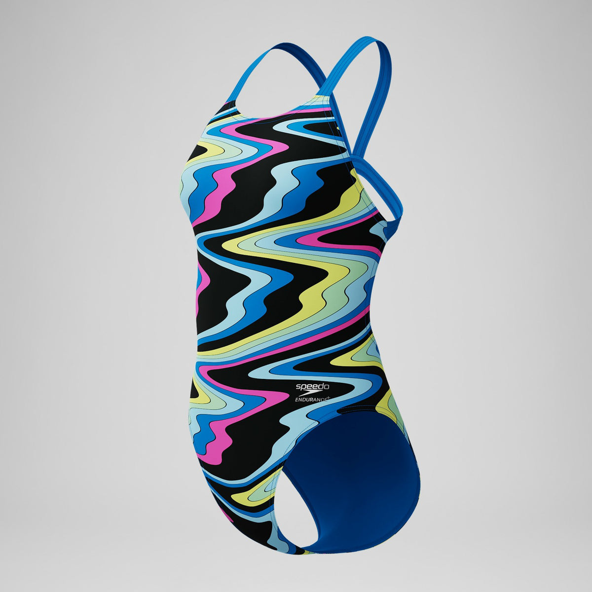 Club Training Printed Leaderback One Piece Black/Blue | Speedo