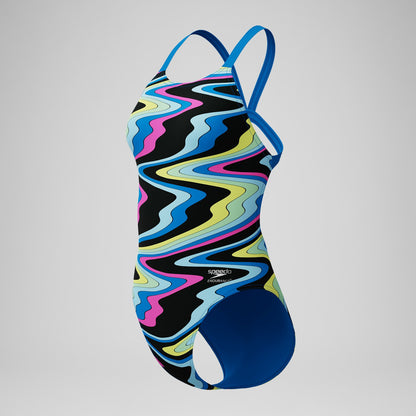 Club Training Printed Leaderback One Piece Black/Blue | Speedo