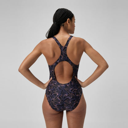 Hyperboom Medalist Allover Print Swimsuit Black/Peach | Speedo