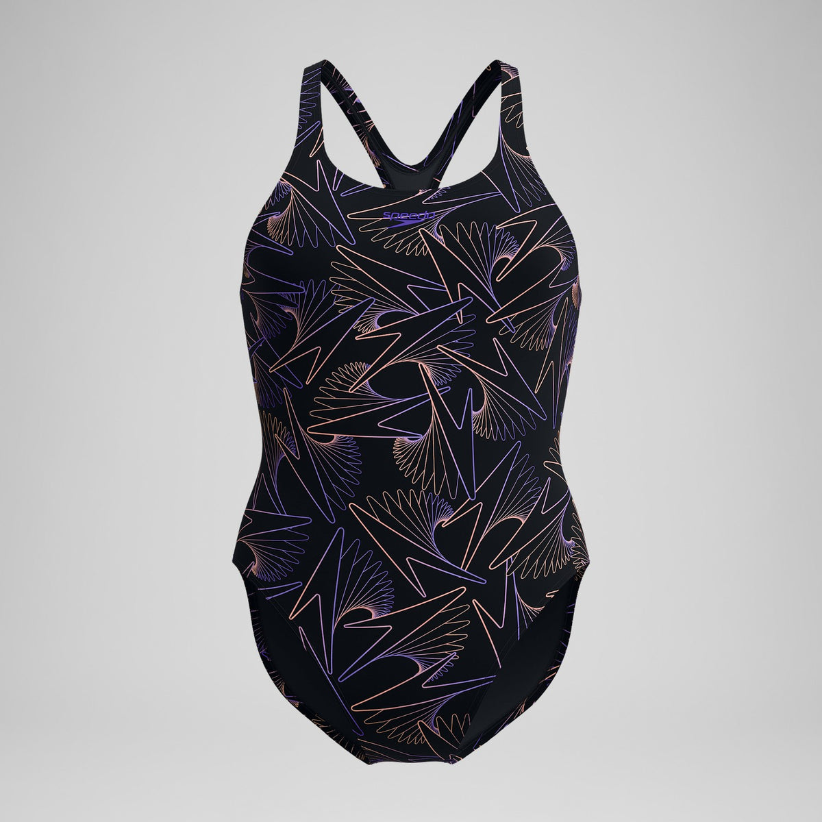 Hyperboom Medalist Allover Print Swimsuit Black/Peach | Speedo