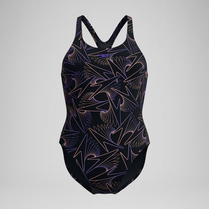 Hyperboom Medalist Allover Print Swimsuit Black/Peach | Speedo