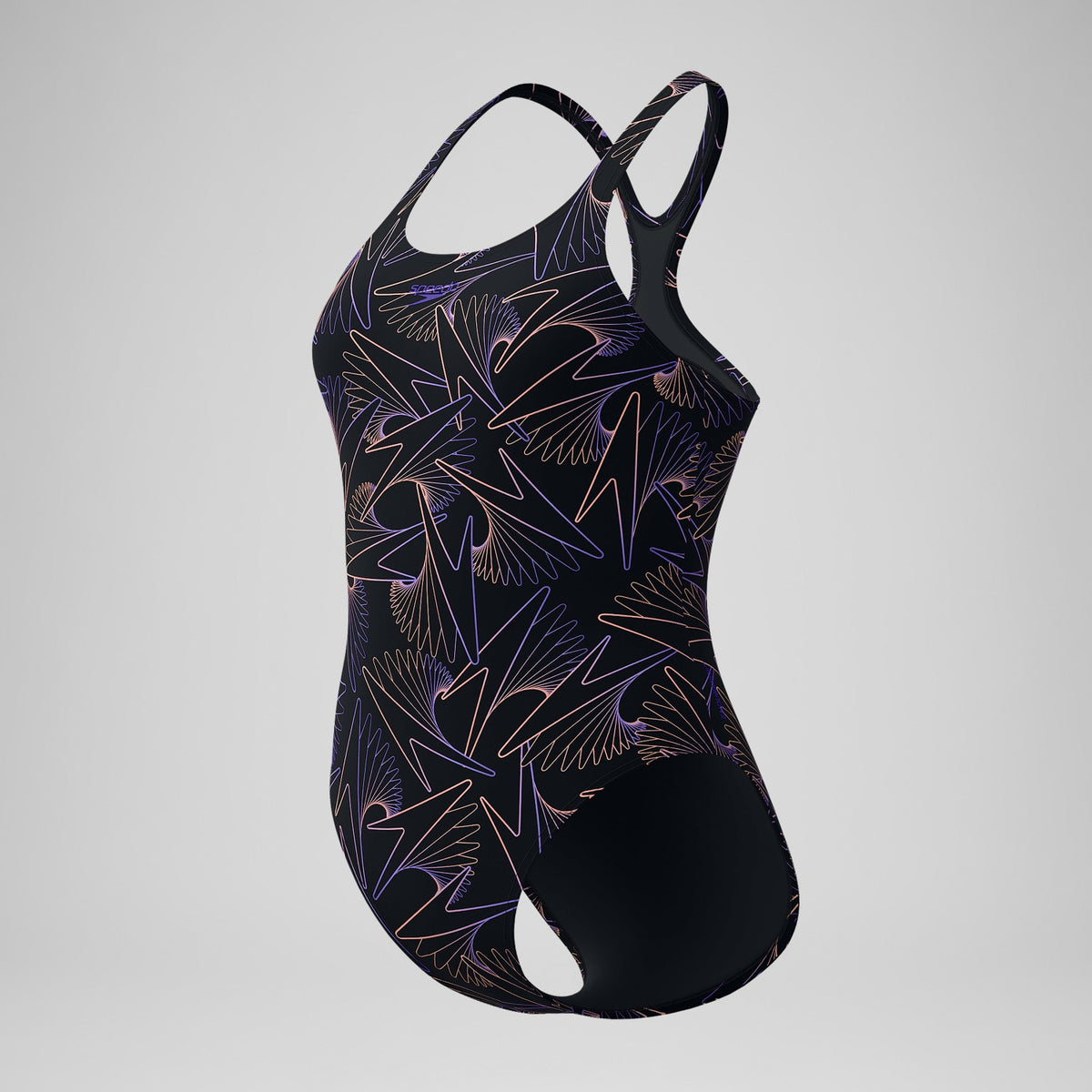 Hyperboom Medalist Allover Print Swimsuit Black/Peach | Speedo