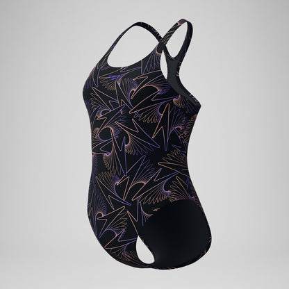 Hyperboom Medalist Allover Print Swimsuit Black/Peach | Speedo