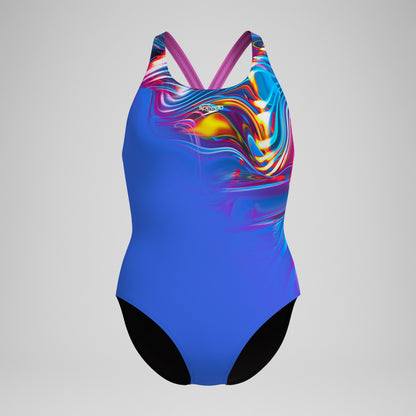 Club Training Placement Powerback Swimsuit Blue/Pink | Speedo