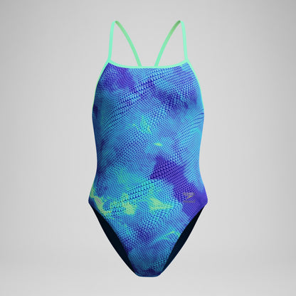 Club Training Printed Turnback Swimsuit Blue | Speedo