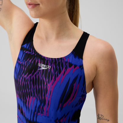 Club Training Printed Recordback Swimsuit Black/Blue | Speedo