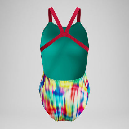 Club Training Printed Leaderback Swimsuit Red/Yellow | Speedo
