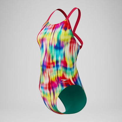 Club Training Printed Leaderback Swimsuit Red/Yellow | Speedo
