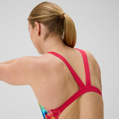Club Training Printed Leaderback Swimsuit Red/Yellow | Speedo