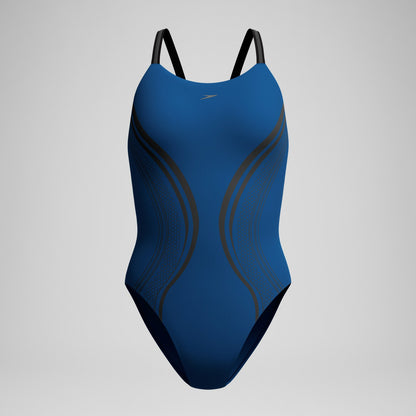 V Class Printed Active Back Swimsuit Blue | Speedo