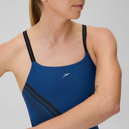 V Class Printed Active Back Swimsuit Blue | Speedo