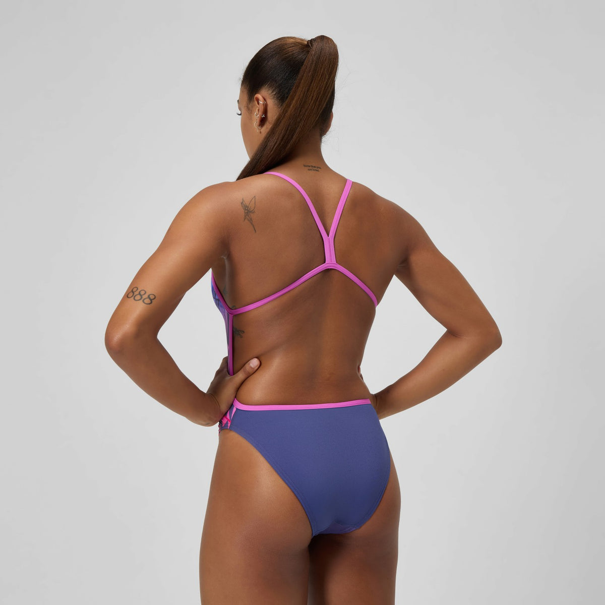 Club Training Placement V Back Swimsuit Pink/Blue | Speedo