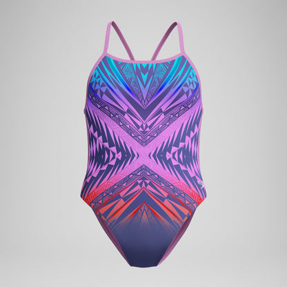 Club Training Placement V Back Swimsuit Pink/Blue | Speedo