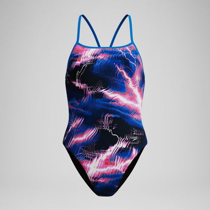 Club Training Printed Turnback Swimsuit Blue/Pink | Speedo