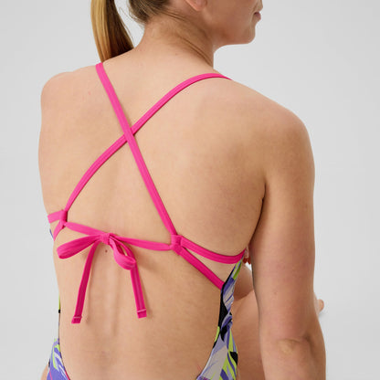 Club Training Printed Tie Back Swimsuit Purple/Pink | Speedo