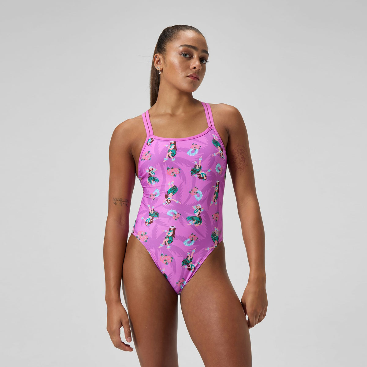 Club Training Printed Starback Swimsuit Pink/Green | Speedo
