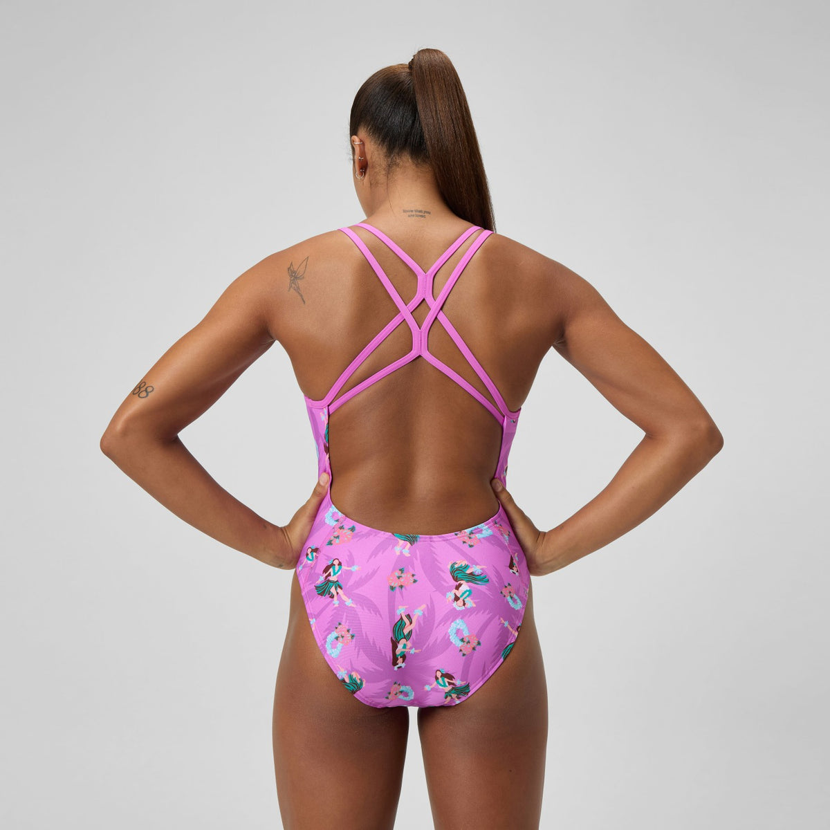 Club Training Printed Starback Swimsuit Pink/Green | Speedo