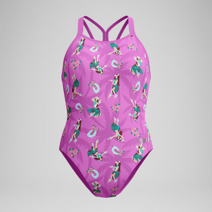 Club Training Printed Starback Swimsuit Pink/Green | Speedo