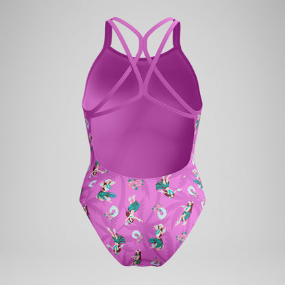 Club Training Printed Starback Swimsuit Pink/Green | Speedo