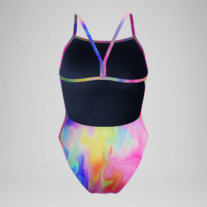 Club Training Printed V Back Swimsuit Pink/Yellow | Speedo