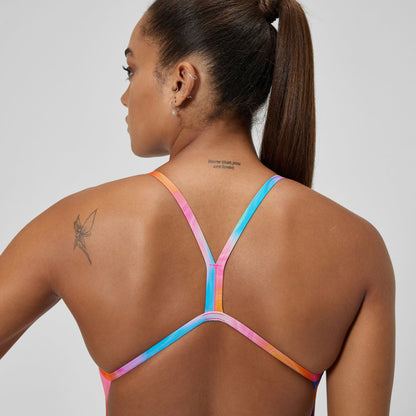 Club Training Printed V Back Swimsuit Pink/Yellow | Speedo